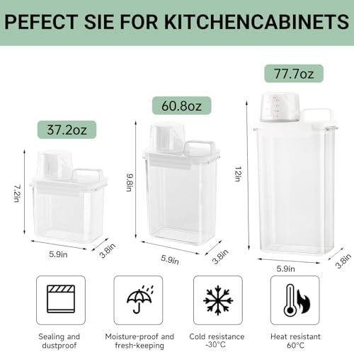 Cereal Storage Containers Sets,BPA Free with Pouring Spout Handle Airtight Fo...