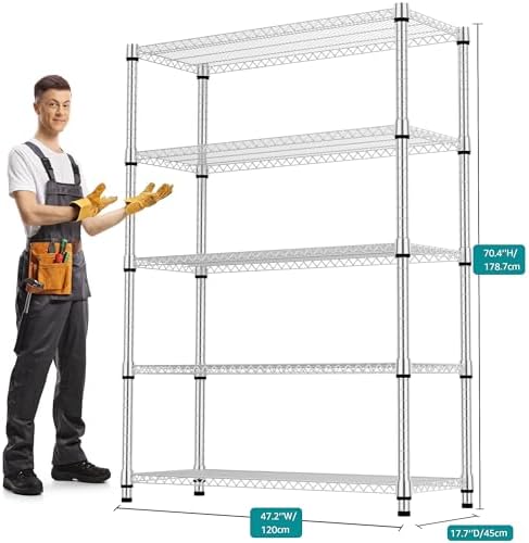 M MZG 5 Tiers Shelf Metal Storage Shelves 3300 lbs Steel Storage Shelving Uti...