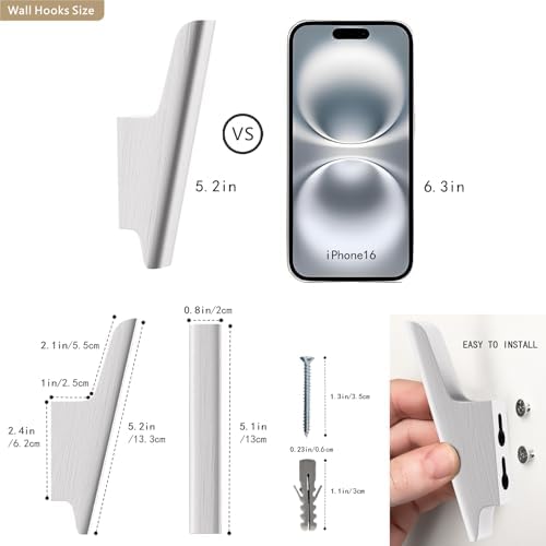 Wood Wall Hooks 4 Pack Coat Hooks Wall Mount, Towel Hooks for Bathrooms