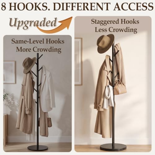 HzTinT Coat Rack with Marble Base, 3 Adjustable Size Metal Coat Tree
