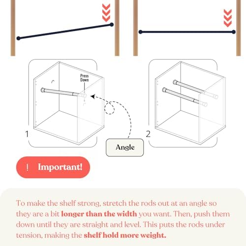 Home in Bold Tension Rod Shelving Expandable Closet Tension Shelf Storage Rac...