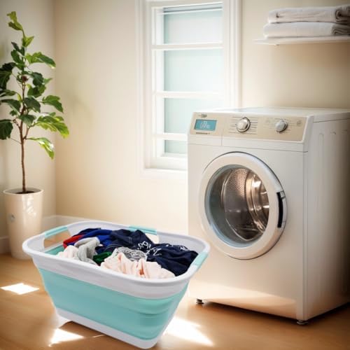 SAMMART 30L (8 gallon) Collapsible Plastic Laundry Basket - Foldable Pop Up S...