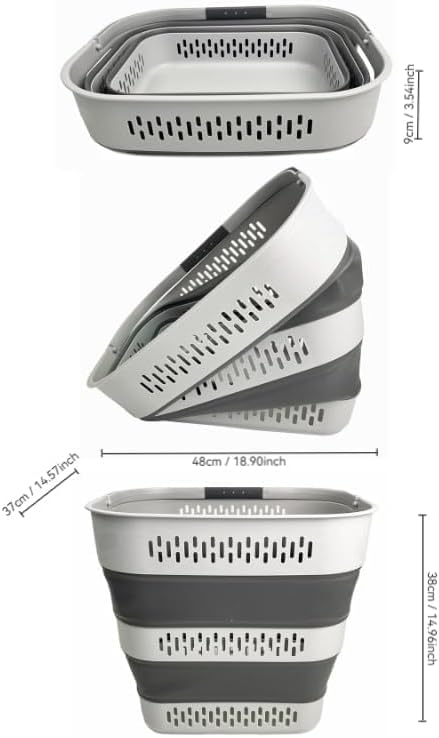 SAMMART 40L (10.5 Gallon) Collapsible Plastic Laundry Basket with Handles - F...