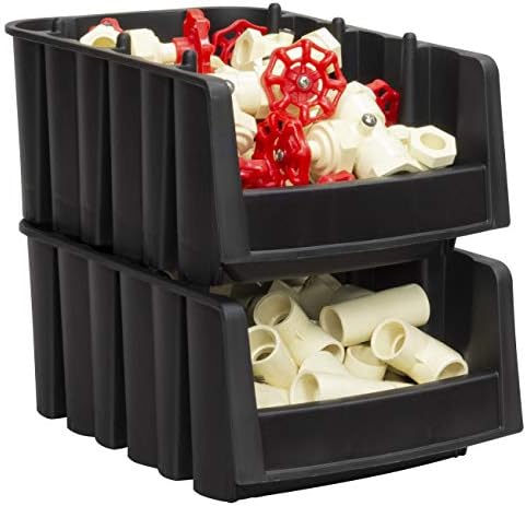 Akro-Mils 30718 Economy Stacking Shelf Plastic Storage Bins, (12-Inch x 8-3/8...