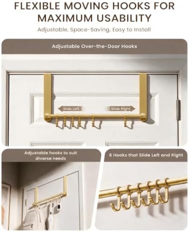 Heavy Duty Over The Door Hooks, Door Hooks Hanger Organizer for Hanging 2P