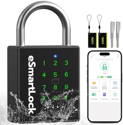 Heavy Duty Smart Padlock,Outdoor Combination Padlock with Key Code RFID