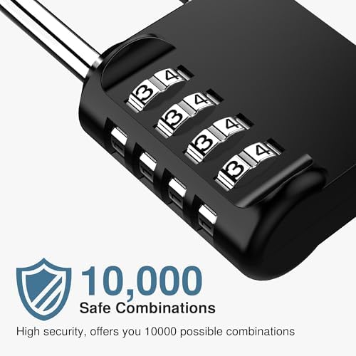 Puroma 10 Pack Combination Lock 4 Digit 2.6 Inch Padlock Gate Shed Black