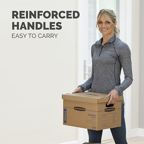 Bankers Box Classic Moving Box 12 Pack Kit, Reinforced Handles, Tape-Free Ass...