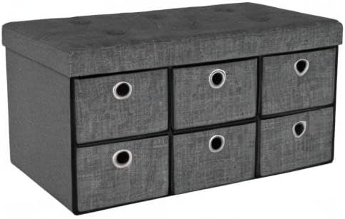 Sorbus Storage Ottoman with Drawers, Collapsible Bench