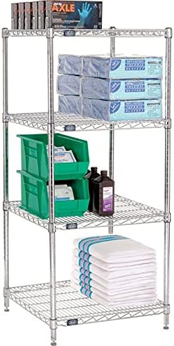 Nexel 24" x 24" x 63", 4 Tier Adjustable Wire Shelving Unit, N...