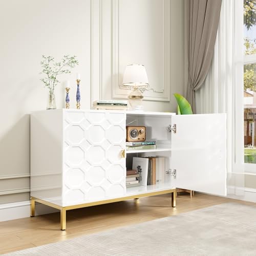 Boyel Living Sideboard Cabinet, Freestanding Storage Cabinet 2-Door Accent Ca...