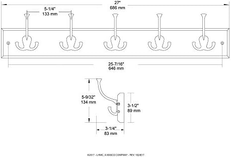 Liberty Hardware 129848 Wall Mounted Coat Rack with 5 Decorative Hooks, 27-In...