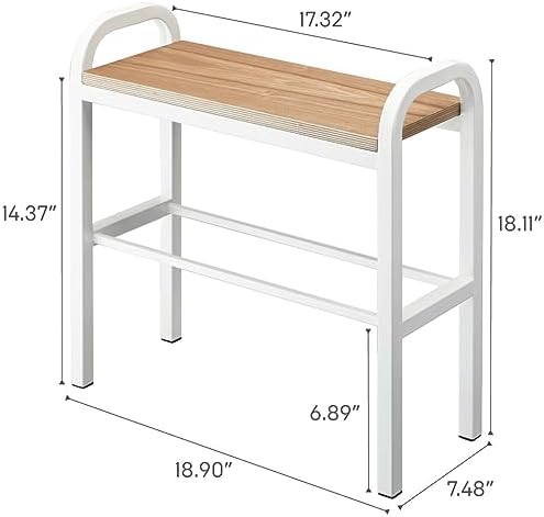 YAMAZAKI Home Shoe Organizer Bench with Wood Top, Entryway Shoe Rack, White