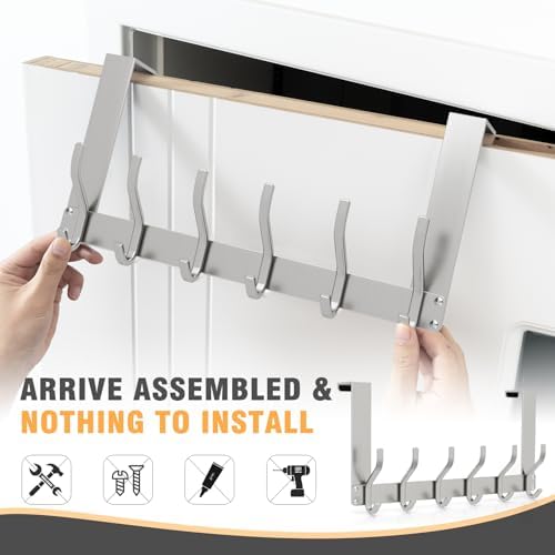 Uross (2 Pack Foldable Over The Door Hooks, Heavy Duty Over Door Hanger, Behi...