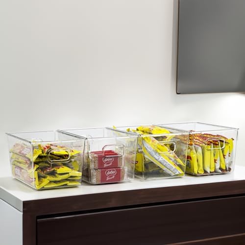 ZEXALOR 10 PACK Clear Storage Bins Clear Storage Containers for Kitchen Pantr...