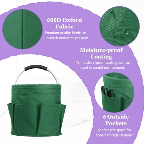 2-Pack Cleaning Supply Caddy with 6 Side Pockets, 17L Foldable Bucket Organiz...