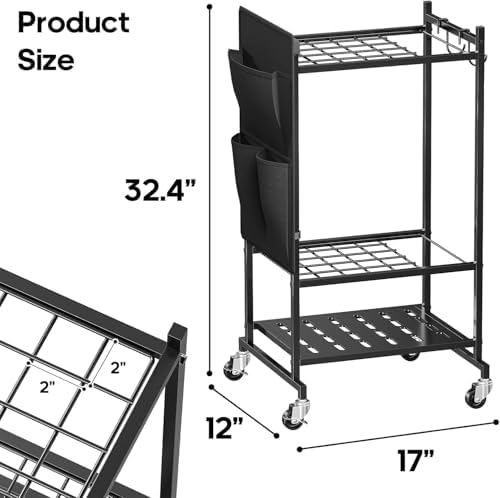Garden Tool Organizer with Wheels, Rolling Yard Tool Tower Rack Carts for Gar...
