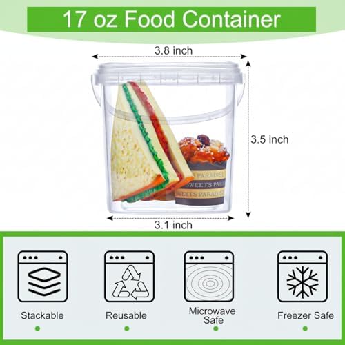Macarrie 50 Pack 17 Oz Square Deli Containers with Lids Food Storage