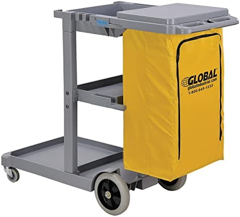 Global Industrial Janitor Cart Gray with 25 Gallon Vinyl Bag