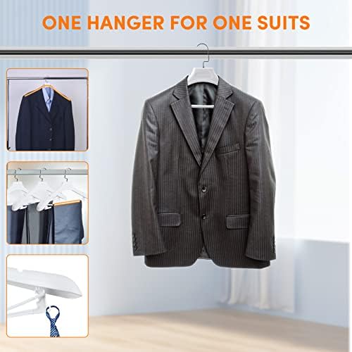 DEDU Suit Hangers for Men 15 Pack Width 17.1", White Coat Hangers no Sho...