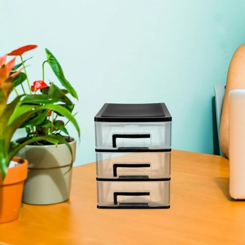 Angoily 3 Tier Plastic Drawer Type Closet, Plastic Home Office Storage Organi...