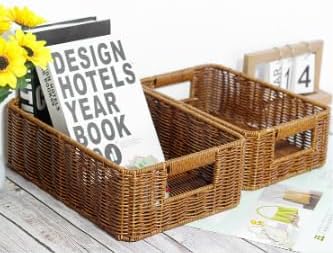 Wicker Storage Baskets for Shelves (Set of 2, Brown) Washable and Durable
