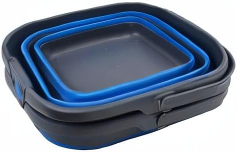 SAMMART 10L (2.6 Gallon) Collapsible Rectangular Handy Bucket (Grey/Blue (Set...
