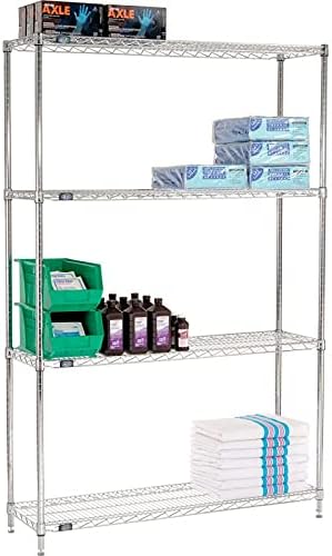 Nexel 14" x 48" x 74", 4 Tier Adjustable Wire Shelving Unit, N...