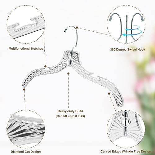 Quality Clear Plastic Hangers 24 Pack - Crystal Cut for Shirts, Suits, Coats,...