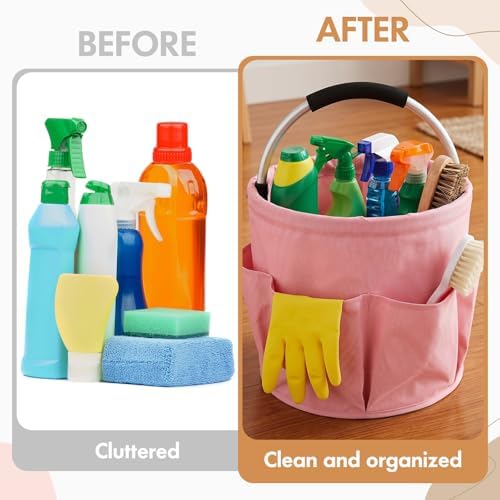LemonRoad 10 Pack Cleaning Caddy with Handle Bulk 17L Collapsible Cleaning Su...