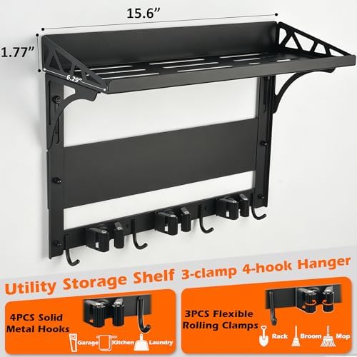 MUTUACTOR Heavy Duty Magnetic Broom Holder,Anti-slip Magnetic Tool Rack with ...