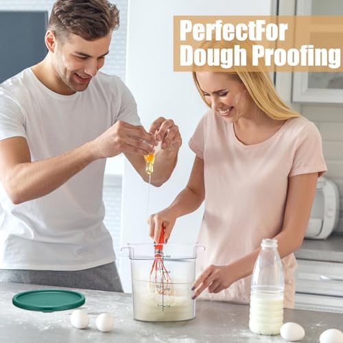 Suclain 4 Pcs 4 Qt Proofing Containers, Food Storage with Lids, Multicolor