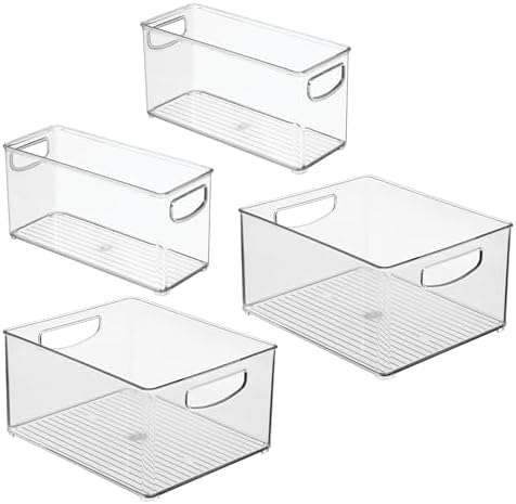 iDesign 4-Piece Plastic Organizer Bin Set, Clear