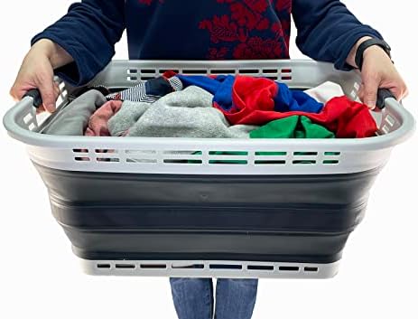SAMMART 42L (11 Galloons) Collapsible Plastic Laundry Basket - Foldable Pop U...