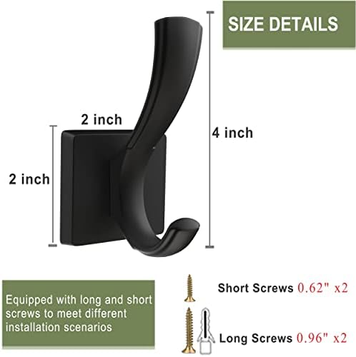 TOFIIGREM Black Wall Hooks Coat Hook, Towel Hooks Robe Hook for Bathroom, Ent...