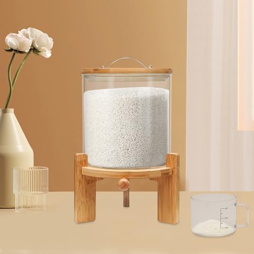AngelcityCC Flour and Cereal Container, Rice Dispenser 5L Glass Food Storge C...