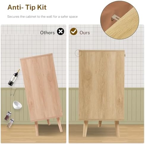 TEENFON Dresser for Bedroom, 47.2''Wide 7 Drawer Rattan Dresser, Wood...