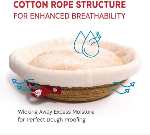KneadAce Cotton Rope Banneton Bread Proofing Basket Set, 2 x Round Bread Bask...