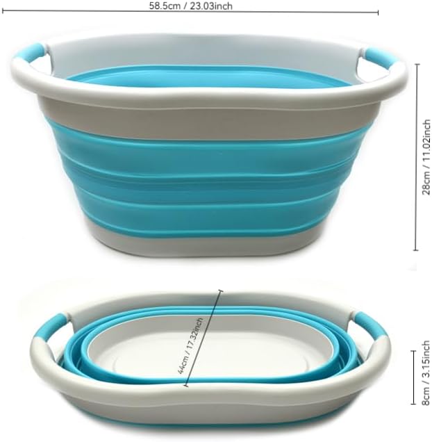 SAMMART 36L (9.5 Gallon) Set of 2 Collapsible Plastic Laundry Basket - Oval T...