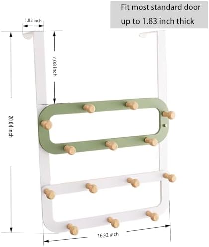 Over the Door Hook Rack, 14-Hook Coat Hanger for Clothes, Bags, Towels