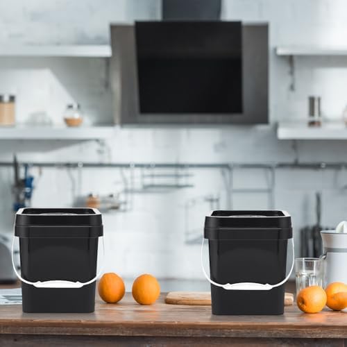 Suzile 10 Pcs Food Grade Square Bucket with Lid 1 Gallon Plastic Bucket 4.5L ...