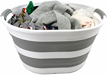 SAMMART 23L (6 Gallons) Set of 2 Collapsible Plastic Laundry Basket - Oval Tu...