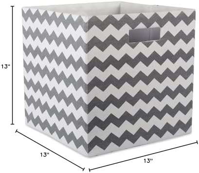 DII Collapsible Polyester Storage Cube, Chevron, Gray, Large