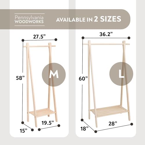 Pennsylvania Woodworks Handcrafted Maple Garment Rack - Sleek & Stylish C...