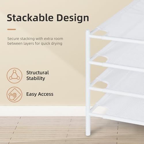 STORAGE MANIAC Sweater Drying Rack, Mesh Clothes Drying Rack, Stackable Laund...