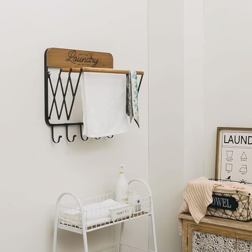SOFFEE DESIGN Accordion Laundry Rack, Retractable Wall Mounted Racks, 3 Bars ...