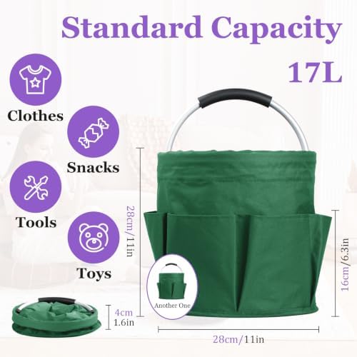 2-Pack Cleaning Supply Caddy with 6 Side Pockets, 17L Foldable Bucket Organiz...