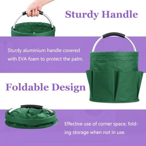 2-Pack Cleaning Supply Caddy with 6 Side Pockets, 17L Foldable Bucket Organiz...