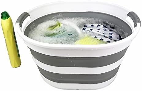 SAMMART 23L (6 Gallons) Set of 2 Collapsible Plastic Laundry Basket - Oval Tu...