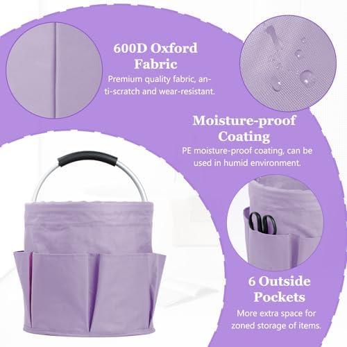 2Pcs 17L Collapsible Cleaning Supplies Caddy with Handle for Travel, Purple